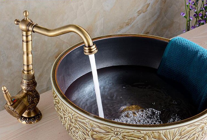 antique copper bathroom sink faucet